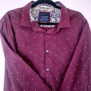 Denim & Flowers Men's XXXL Purple With Paisley Cuff And Collar MOD VIBE